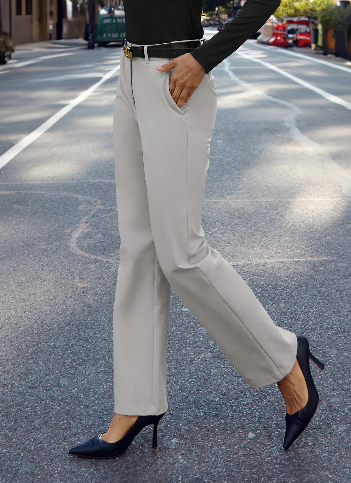 Magic Banding Women's Twill Fluffy Boots Cut Slacks