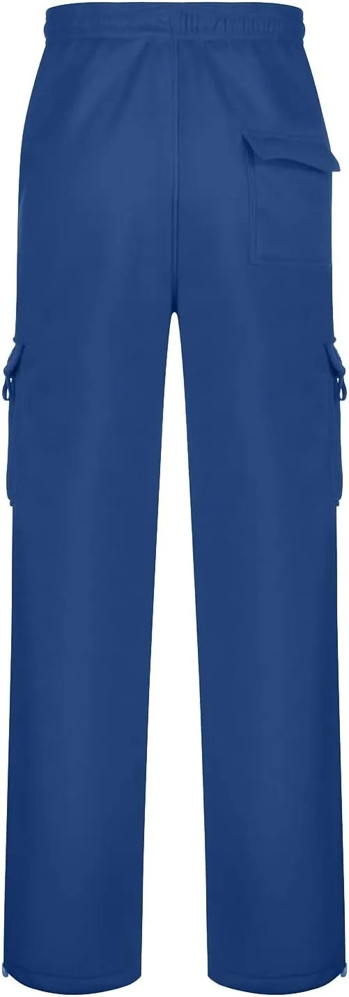 Mens Baggy Cargo Pants Elastic Waist Open Bottom Sweatpants Loose Fit Lightweight Hiking Work Pant Multi Pockets