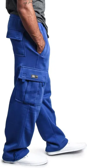 Mens Baggy Cargo Pants Elastic Waist Open Bottom Sweatpants Loose Fit Lightweight Hiking Work Pant Multi Pockets