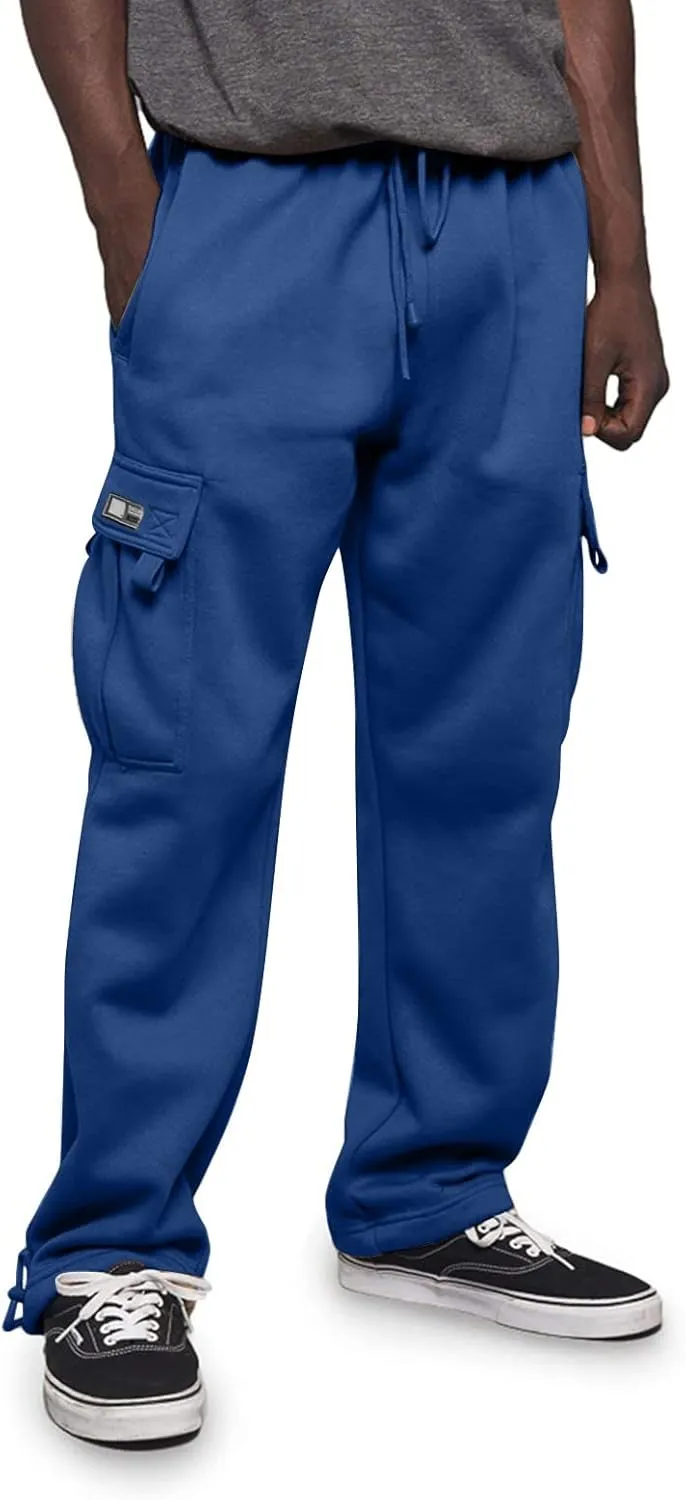 Mens Baggy Cargo Pants Elastic Waist Open Bottom Sweatpants Loose Fit Lightweight Hiking Work Pant Multi Pockets