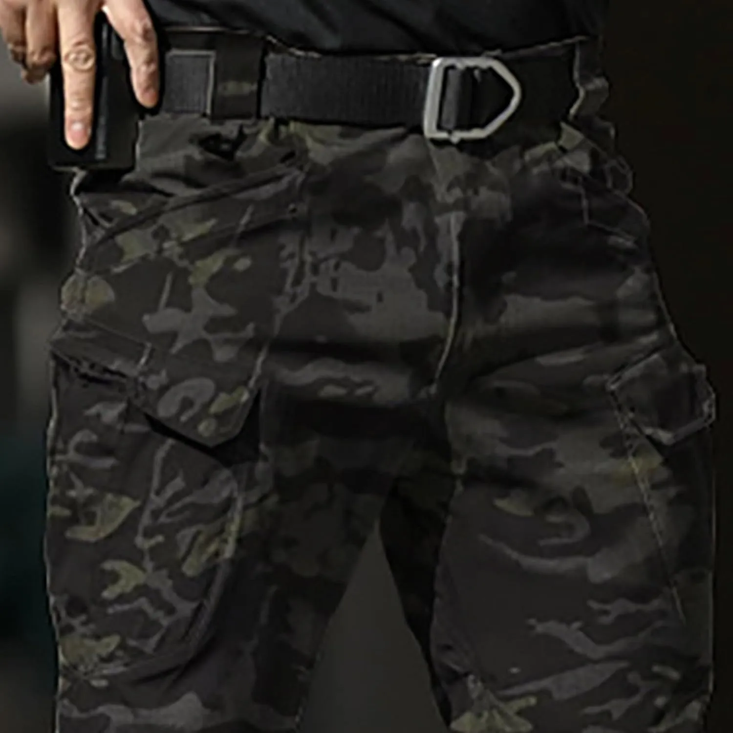 Men's Cargo Sweatpants Fleece Joggers with Large Pockets Loose Soft Pants Rainproof Open Bottom Athletic Pants Men