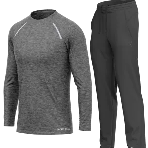 Men's Grey Long Sleeve T Shirt & Dark Grey Joggers Set