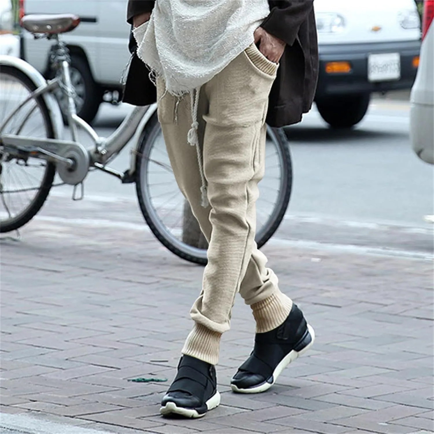 Men's Slim Fit Joggers Patchwork Knit Novelty Pants Active Workout Lightweight Casual Trousers Fashion Sweatpants