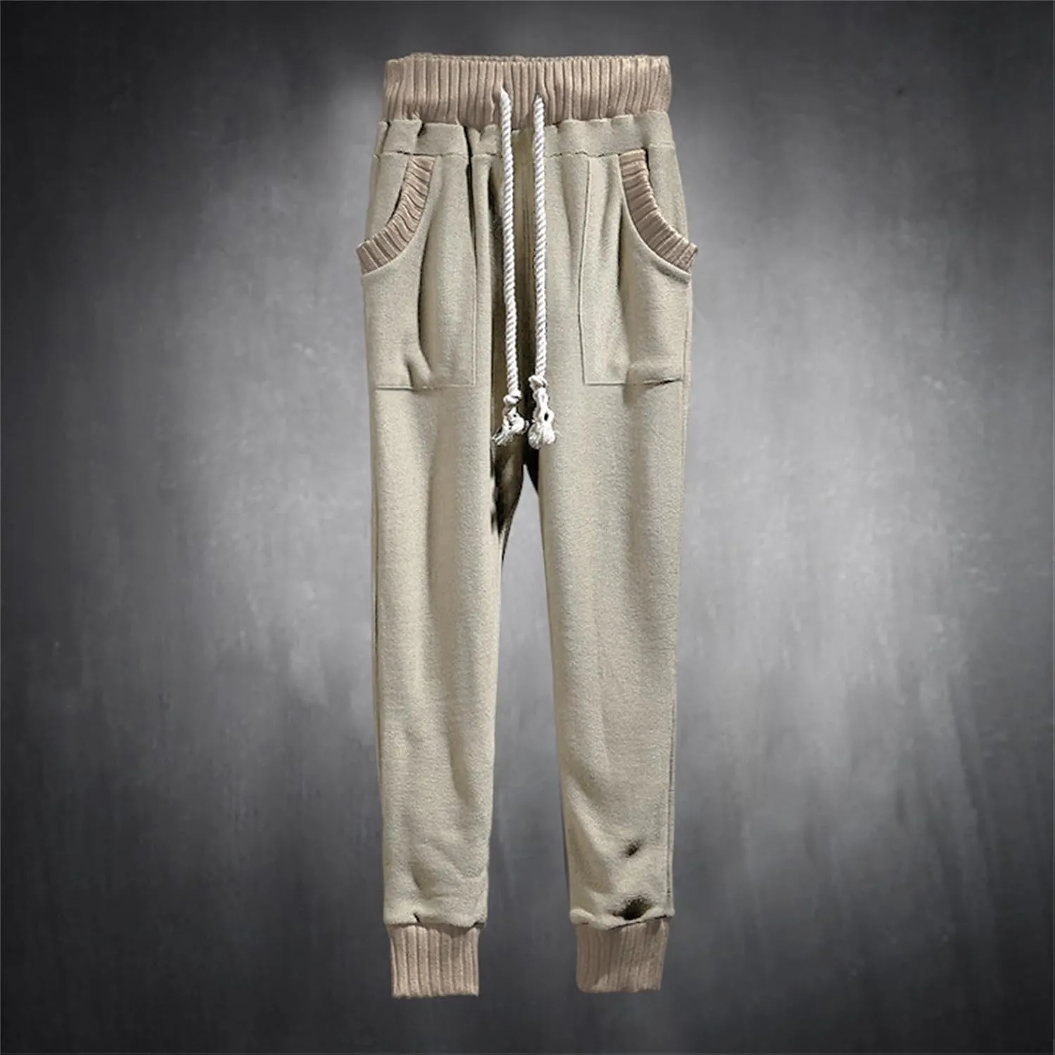 Men's Slim Fit Joggers Patchwork Knit Novelty Pants Active Workout Lightweight Casual Trousers Fashion Sweatpants
