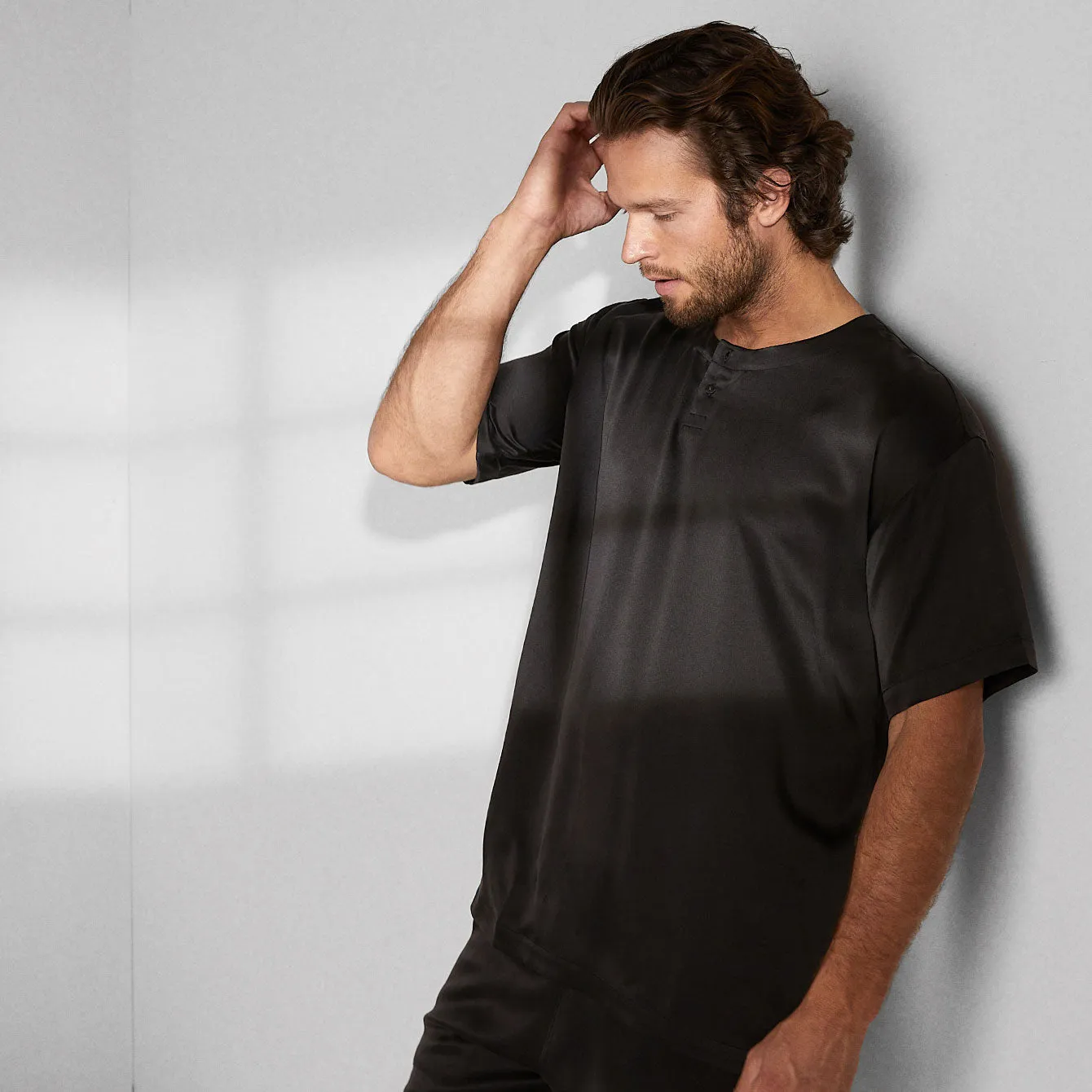 Men's Washable Silk Short Set