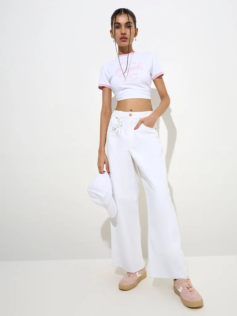 Nuon White Relaxed - Fit High - Rise Jeans