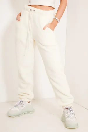 Ottilie Cream High Waisted Teddy Joggers
