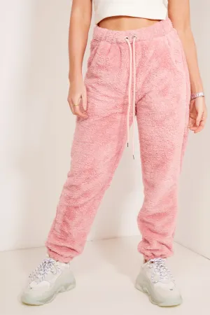 Ottilie Pink High Waisted Teddy Joggers