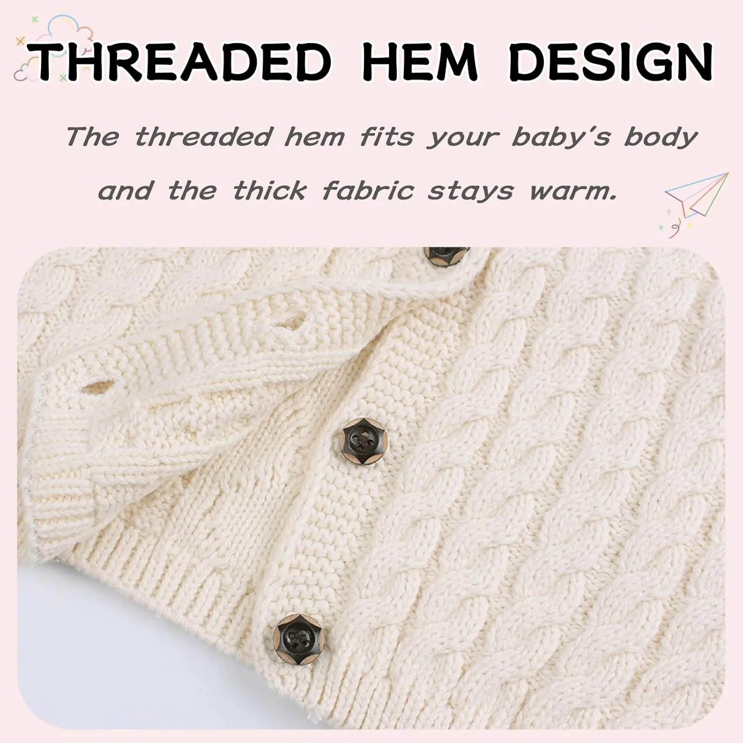 Peecabe Toddler Girl Sweaters Cable Knit Long Sleeve Crewneck Chunky Crochet Cardigans 1-6T
