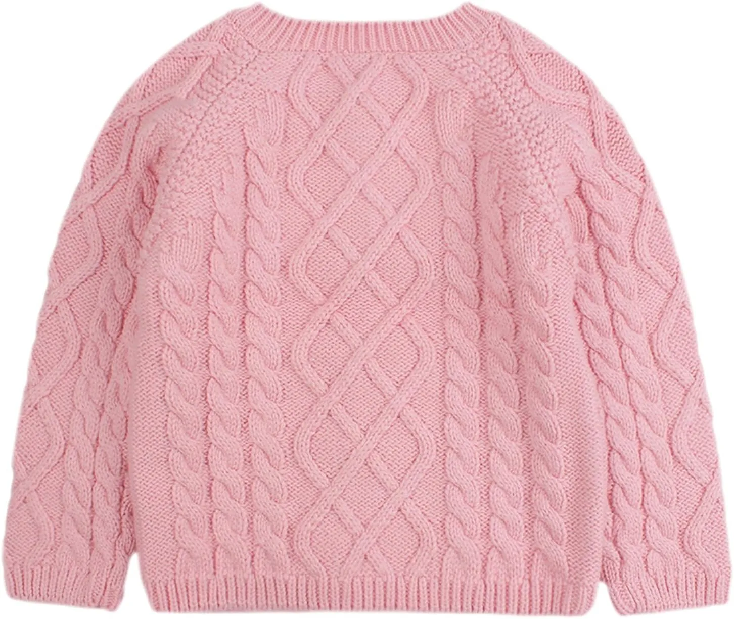 Peecabe Toddler Girl Sweaters Cable Knit Long Sleeve Crewneck Chunky Crochet Cardigans 1-6T