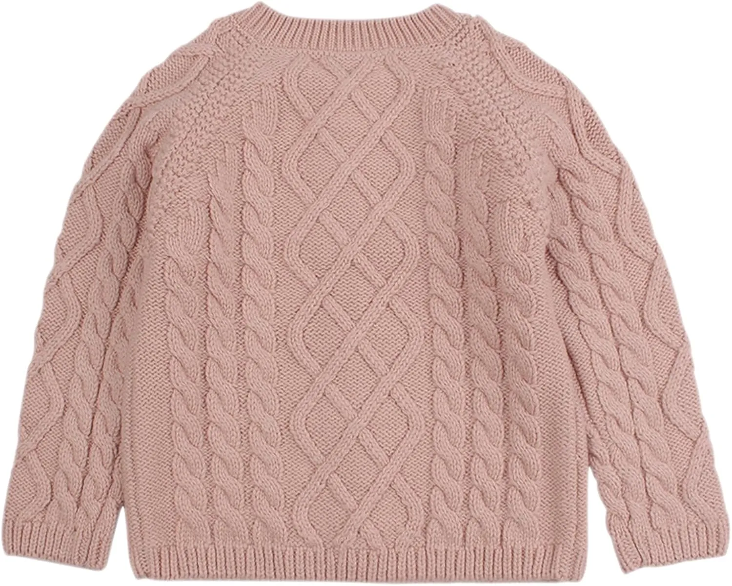 Peecabe Toddler Girl Sweaters Cable Knit Long Sleeve Crewneck Chunky Crochet Cardigans 1-6T