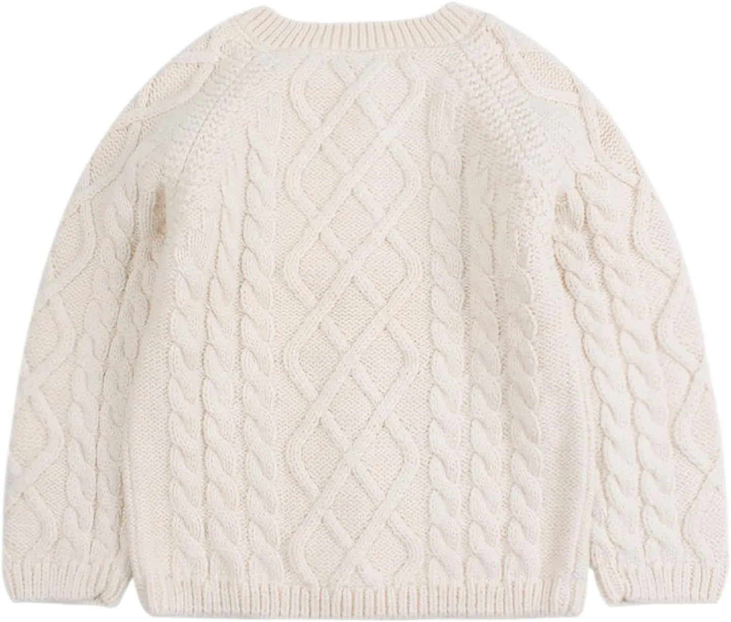 Peecabe Toddler Girl Sweaters Cable Knit Long Sleeve Crewneck Chunky Crochet Cardigans 1-6T
