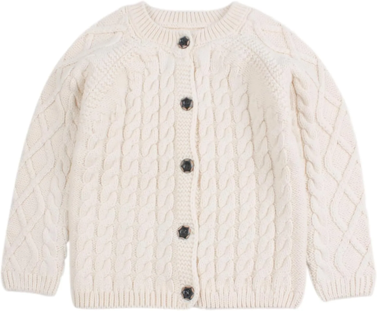Peecabe Toddler Girl Sweaters Cable Knit Long Sleeve Crewneck Chunky Crochet Cardigans 1-6T