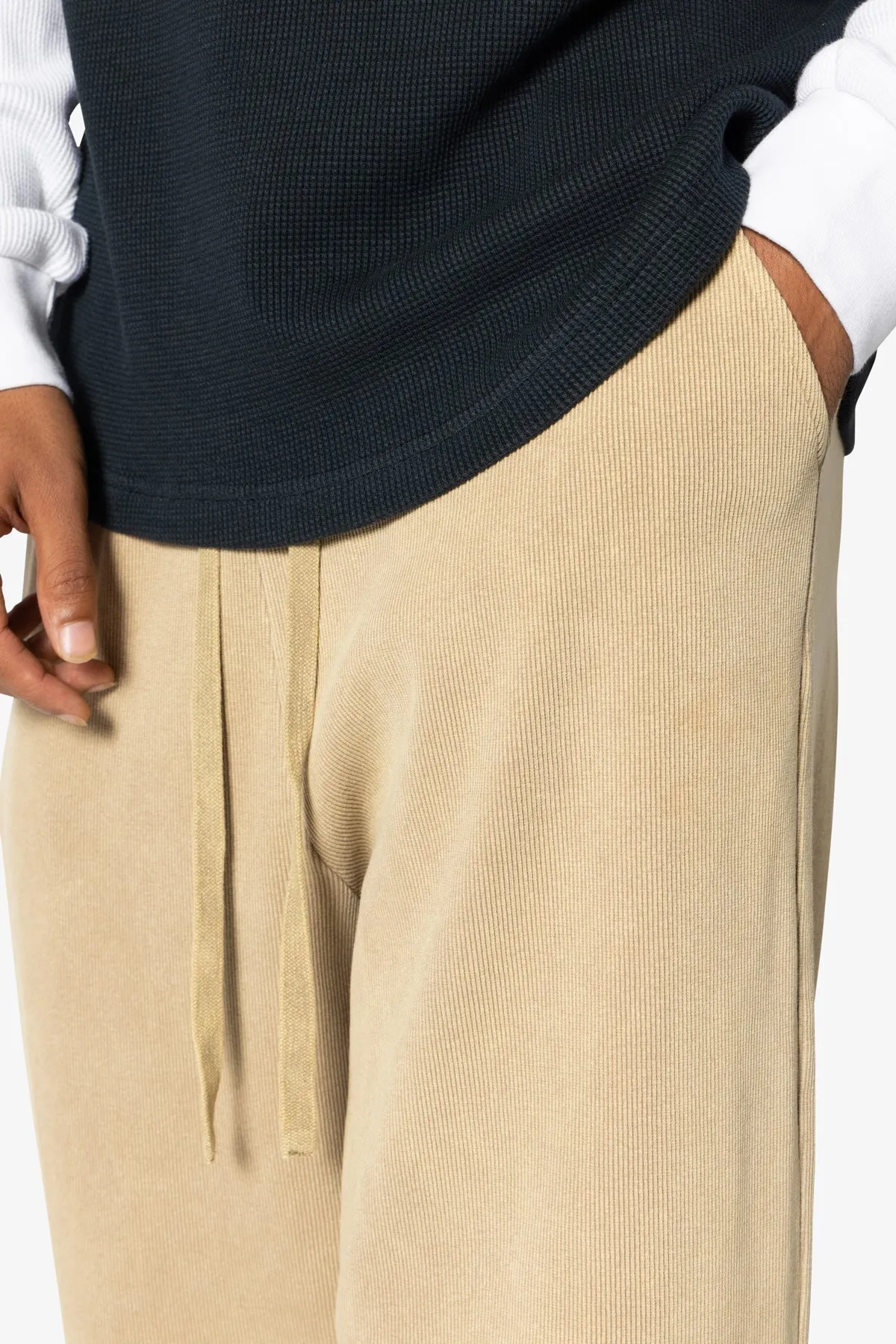 Ribbed Lightweight Washed Sweatpants - Earth