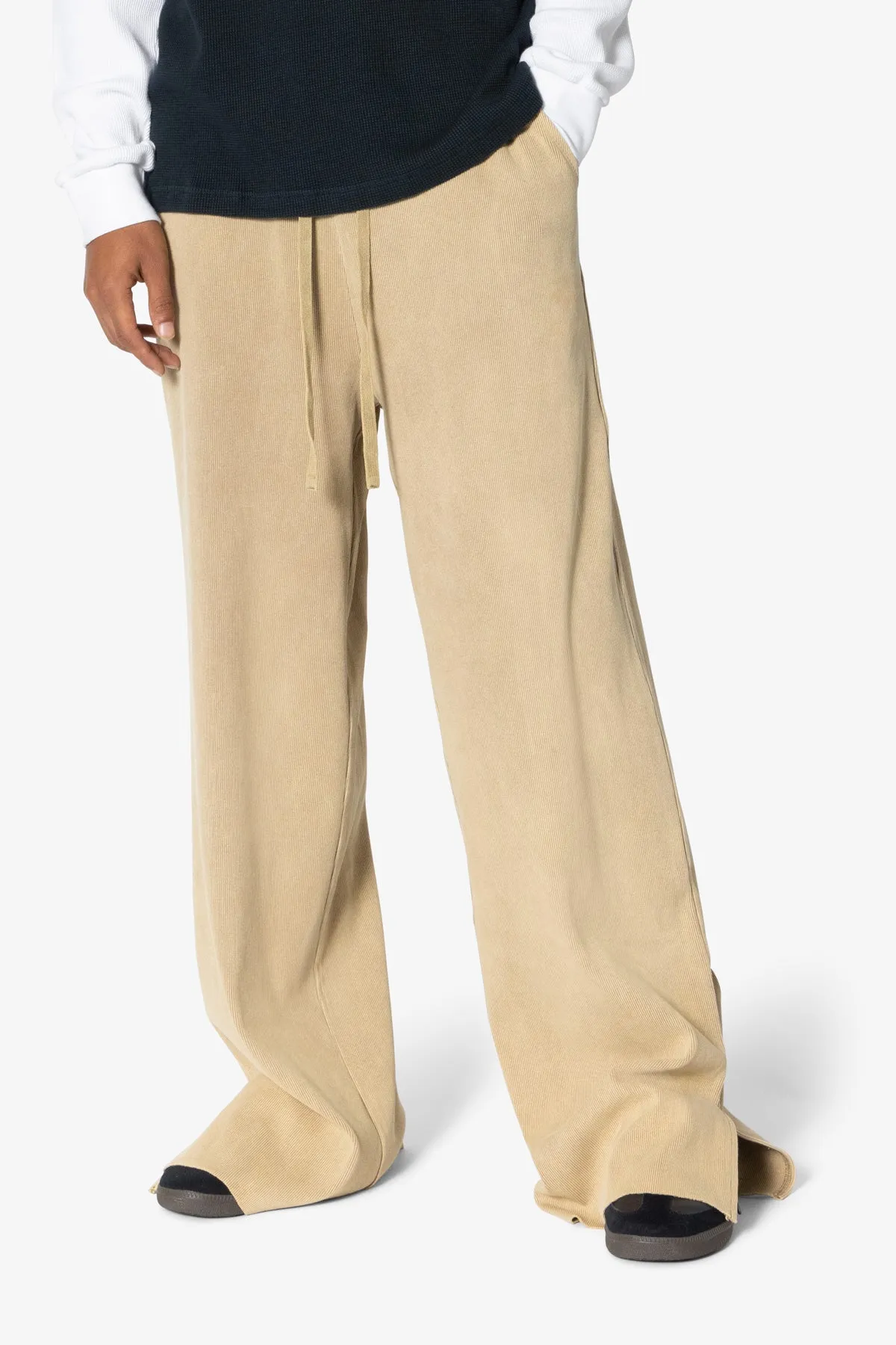 Ribbed Lightweight Washed Sweatpants - Earth