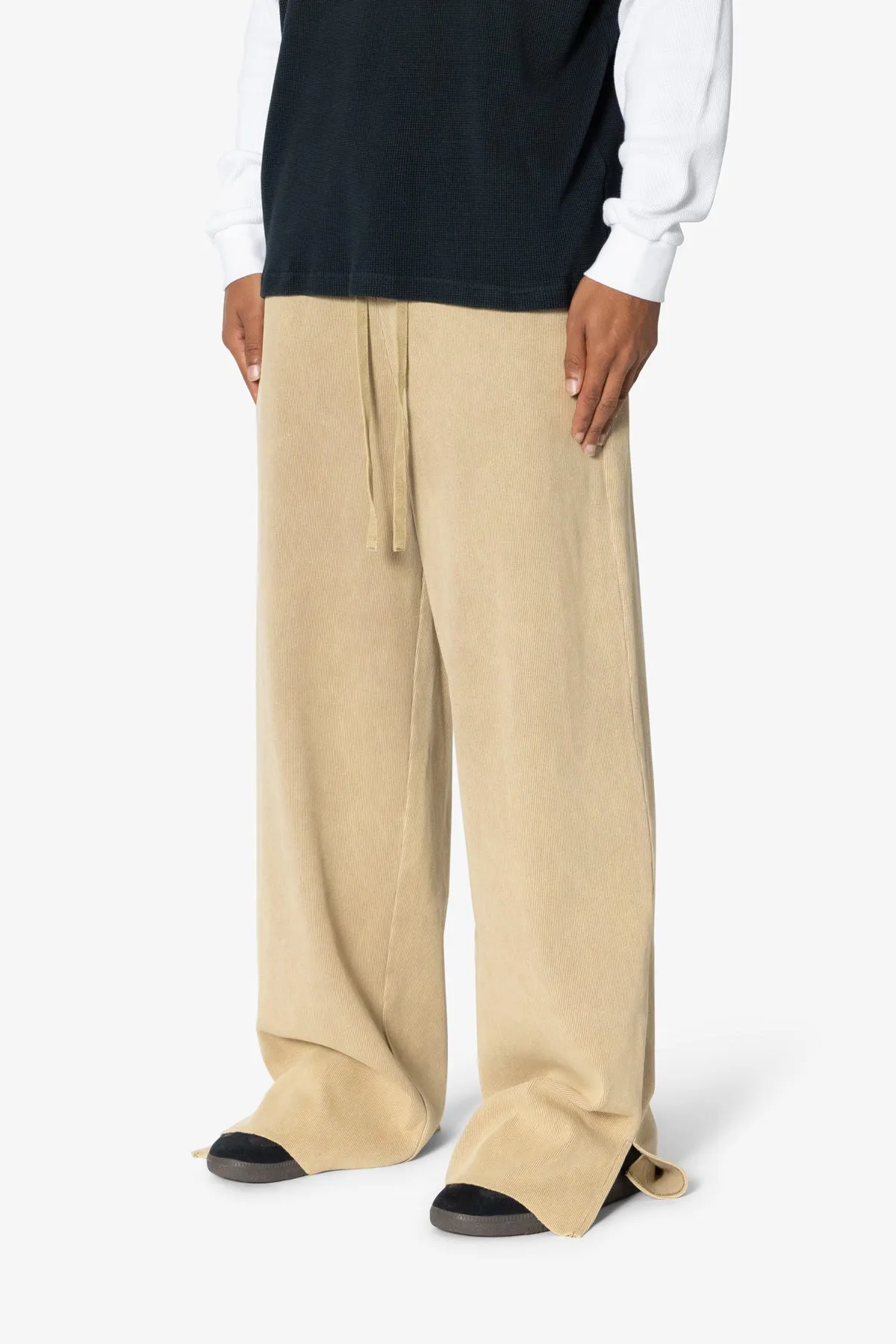 Ribbed Lightweight Washed Sweatpants - Earth