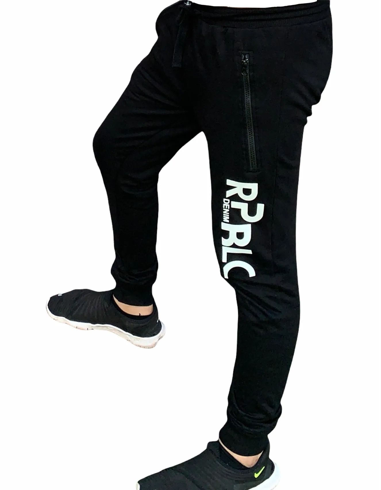 RIBBED-White Print Track Pant