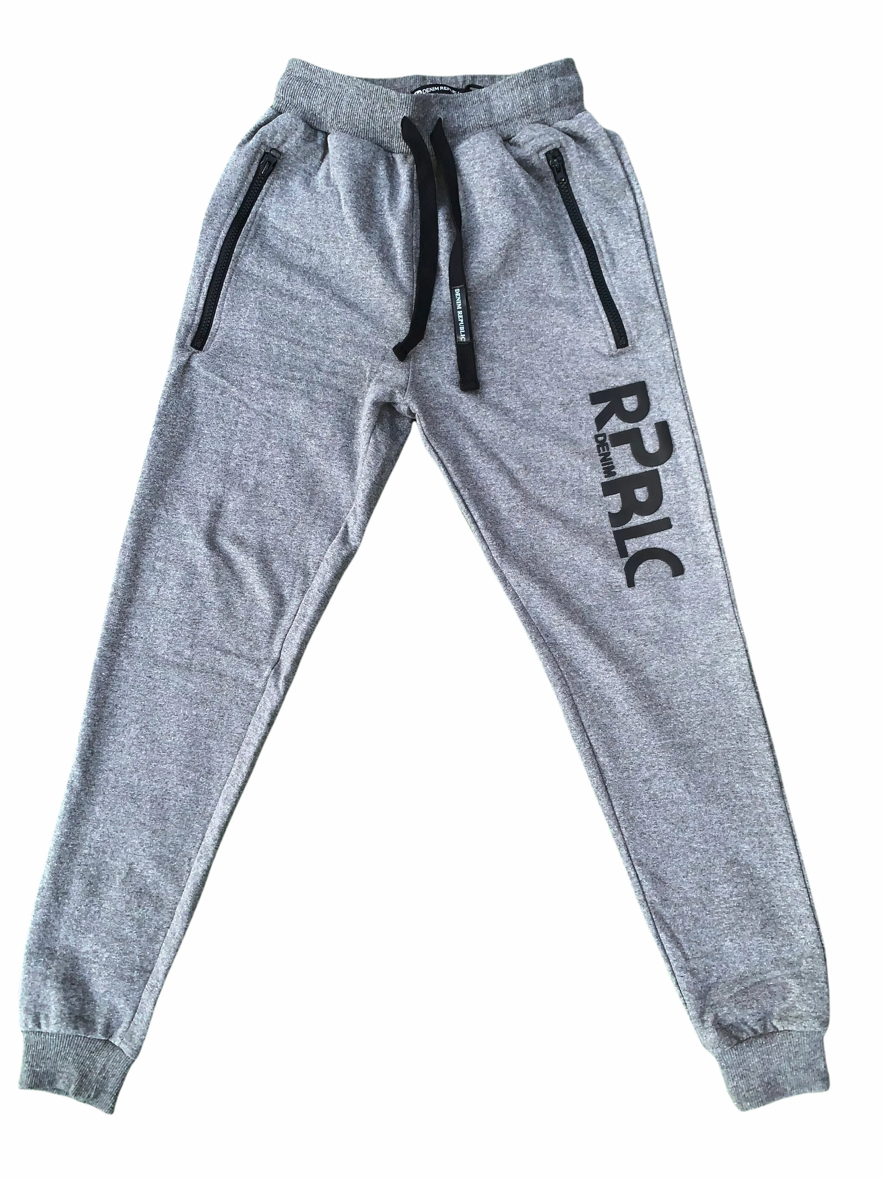 RIBBED-White Print Track Pant