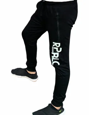 RIBBED-White Print Track Pant