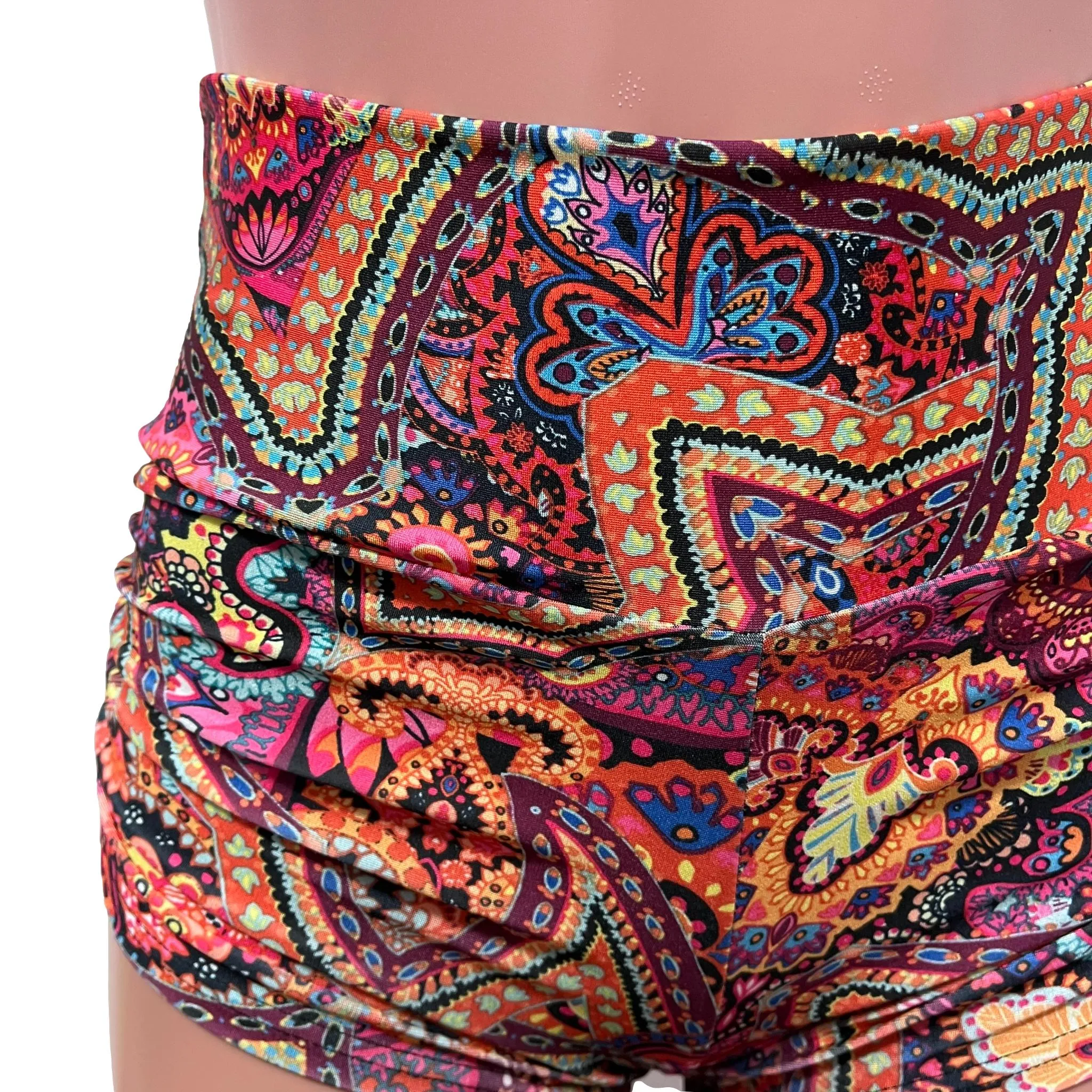 SALE - Ready to Ship - High Waist Ruched Booty Shorts in Paisley