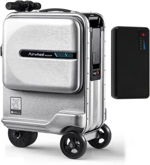 SE3miniT Smart Riding Suitcase 26L Electric Luggage with Removable Battery, Travel Walker, Can be Boarded, USB Charging Port, Smart App, 3-Speed Adjustment, Load 110kg, Silver