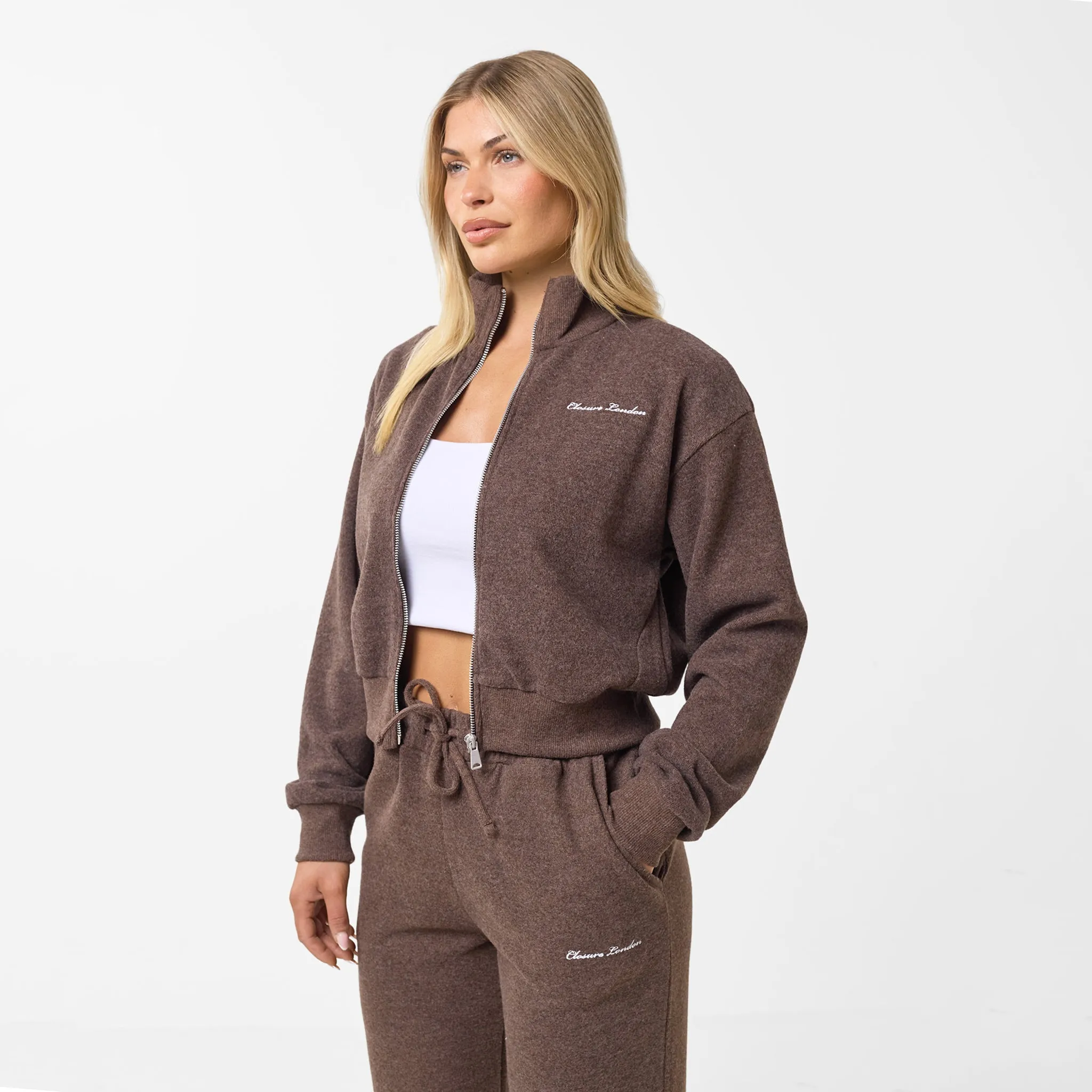 Soft Knit Bomber Tracksuit | Coffee