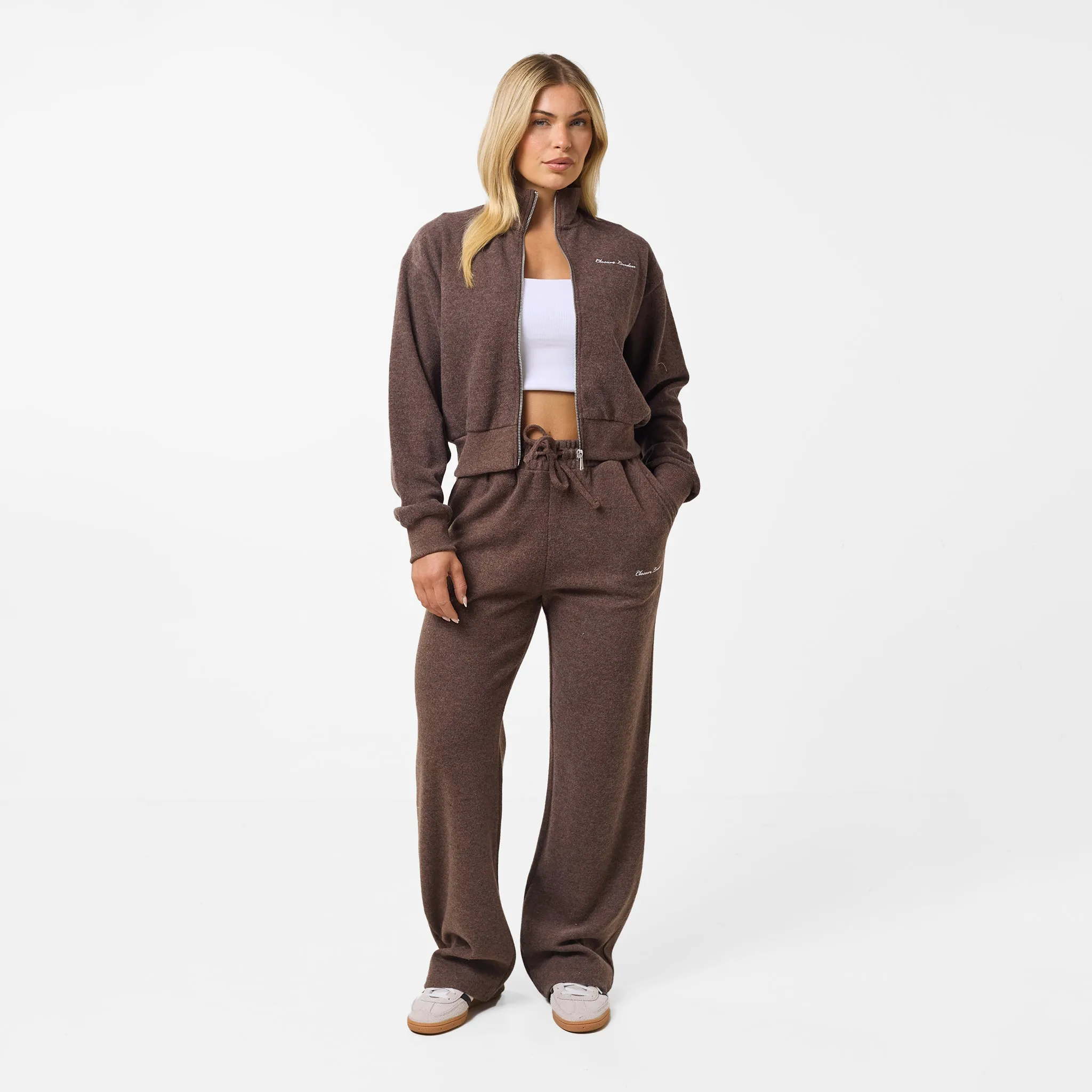 Soft Knit Bomber Tracksuit | Coffee
