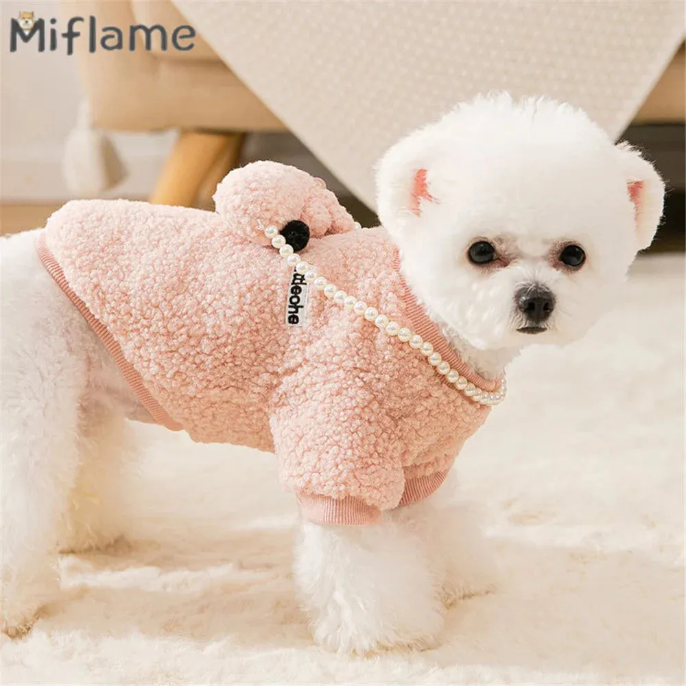 Solid Pet Sweater With Rabbit Doll For Puppy Kitty