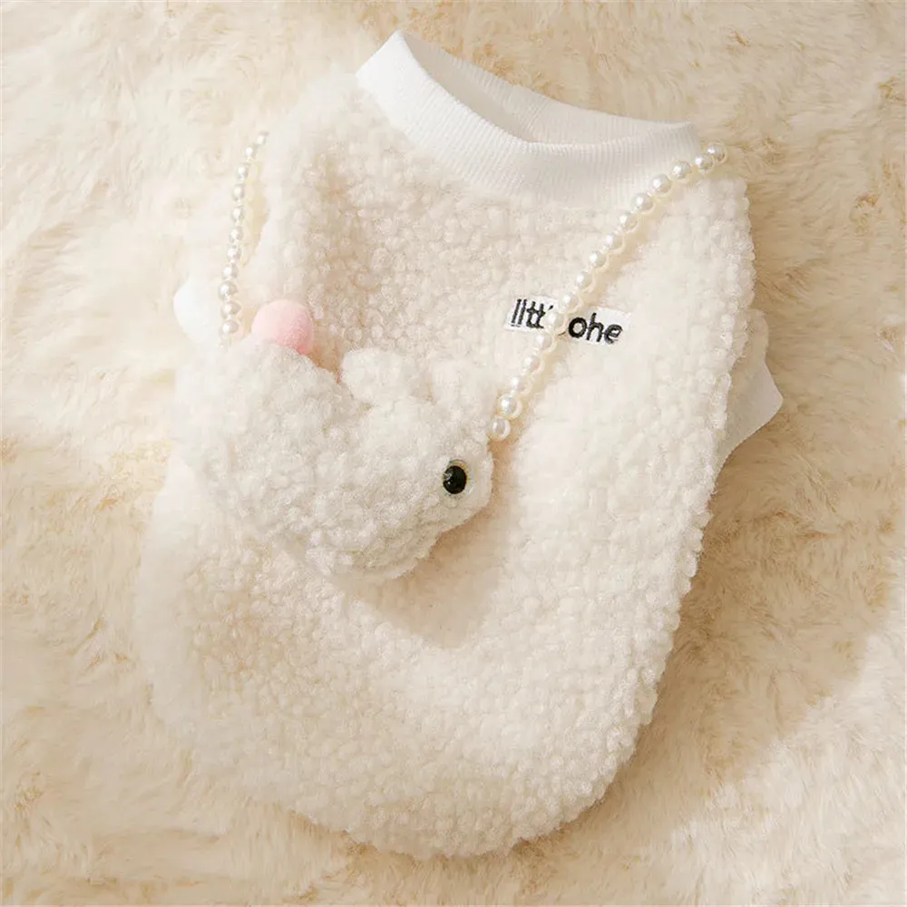Solid Pet Sweater With Rabbit Doll For Puppy Kitty