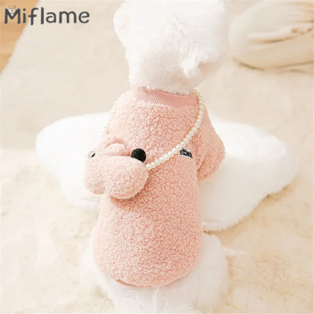 Solid Pet Sweater With Rabbit Doll For Puppy Kitty