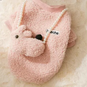 Solid Pet Sweater With Rabbit Doll For Puppy Kitty