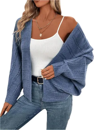 SOLY HUX Women's Open Front Cardigan Hollow Out Long Sleeve Casual Knit Cardigans