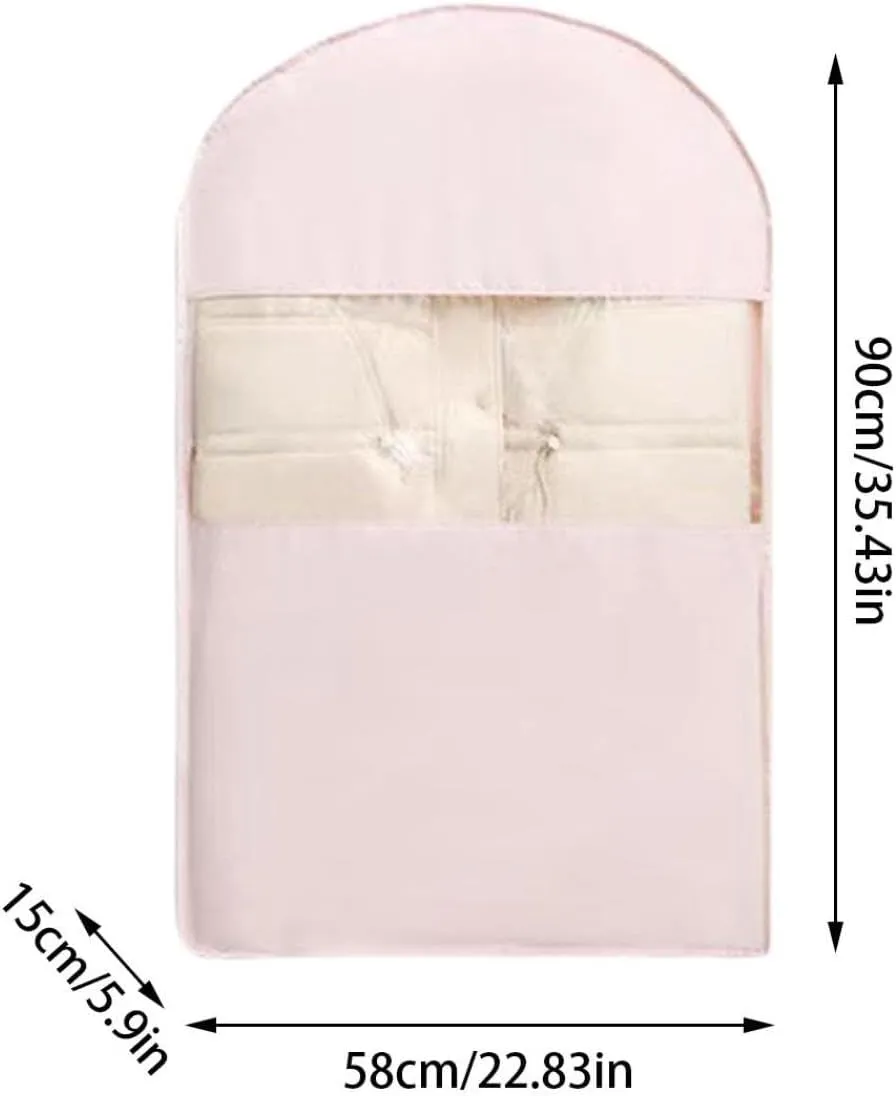 Space Saving Hanging Garment Bag with Self Compression Zipper | Dustproof Clothes Storage for Down Coats, Winter Jackets | Thick Closet Organizer Storage & Space Saver Bags (Beige, Size: 43inch)