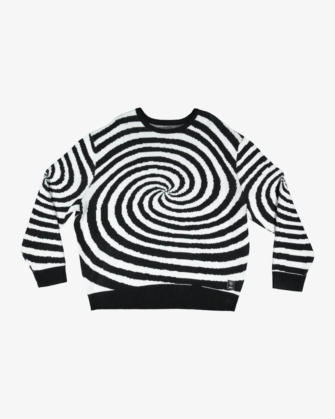 Spiral Crew Knit Crew Neck Sweater - Cloud