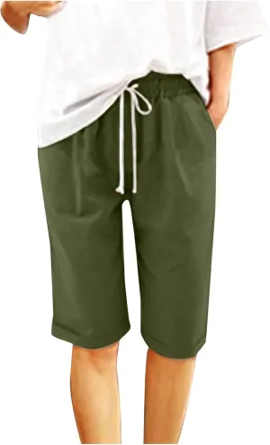 TARIENDY Loose Shorts for Women High Waisted Elastic Lounge Sweatpants Summer Workout Athletic Pants Linen Trouser Shorts