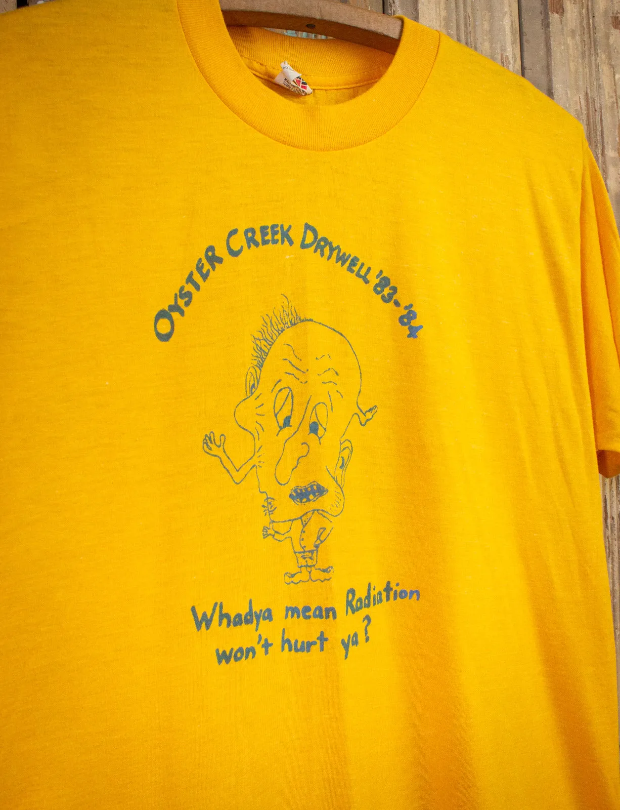 Vintage Oyster Creek Dywell Radiation Graphic T Shirt 1983 Yellow Large