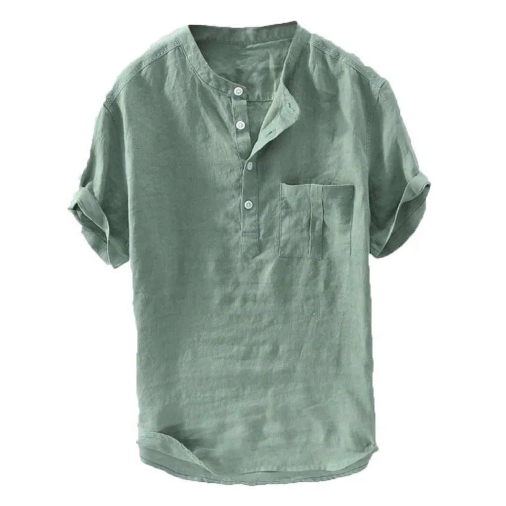 Wenkouban Men's Summer New Pure Button Short Sleeves Gentleman Fashion Large Blouse Top 2023 New Fashion Shirts For Men Plus Size