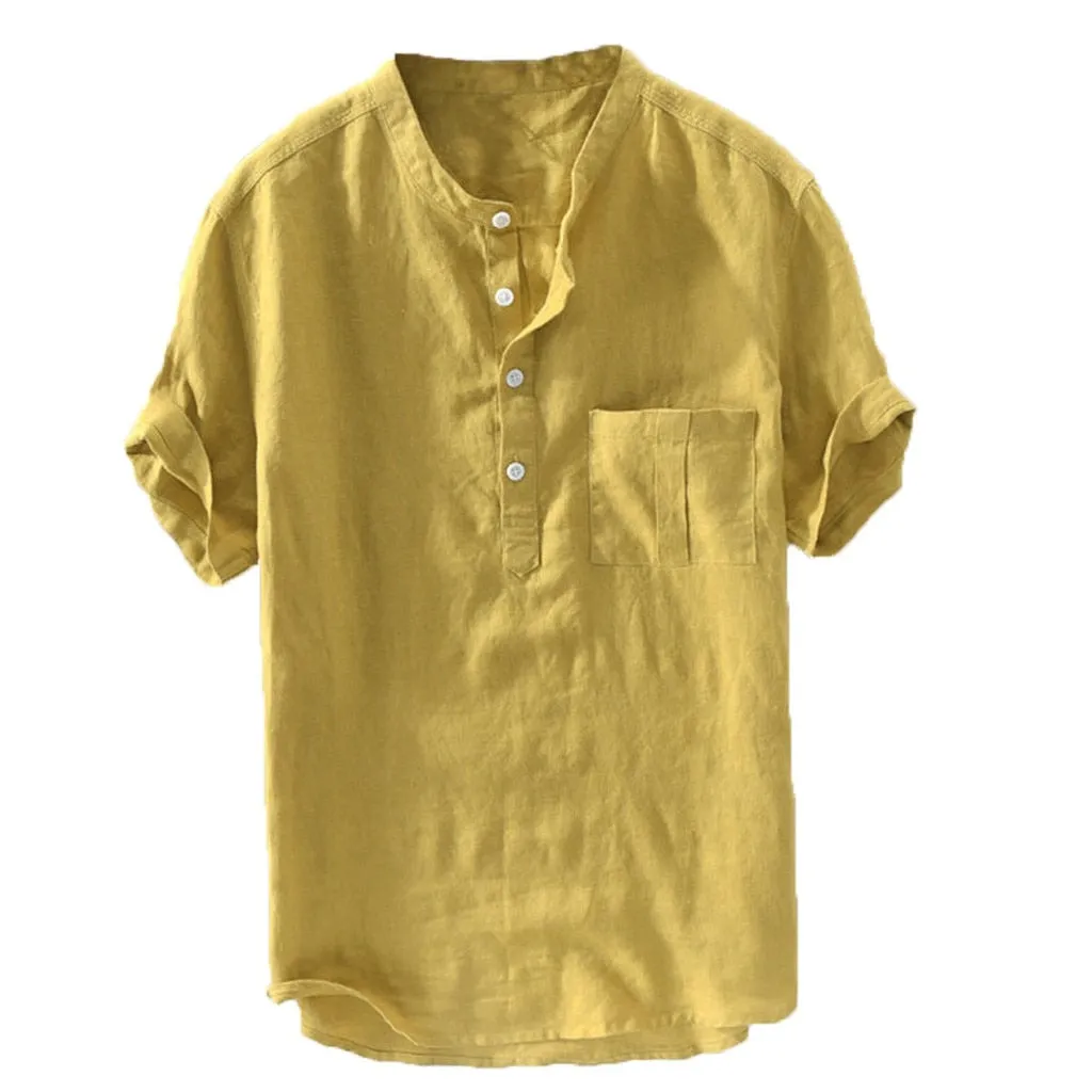 Wenkouban Men's Summer New Pure Button Short Sleeves Gentleman Fashion Large Blouse Top 2023 New Fashion Shirts For Men Plus Size