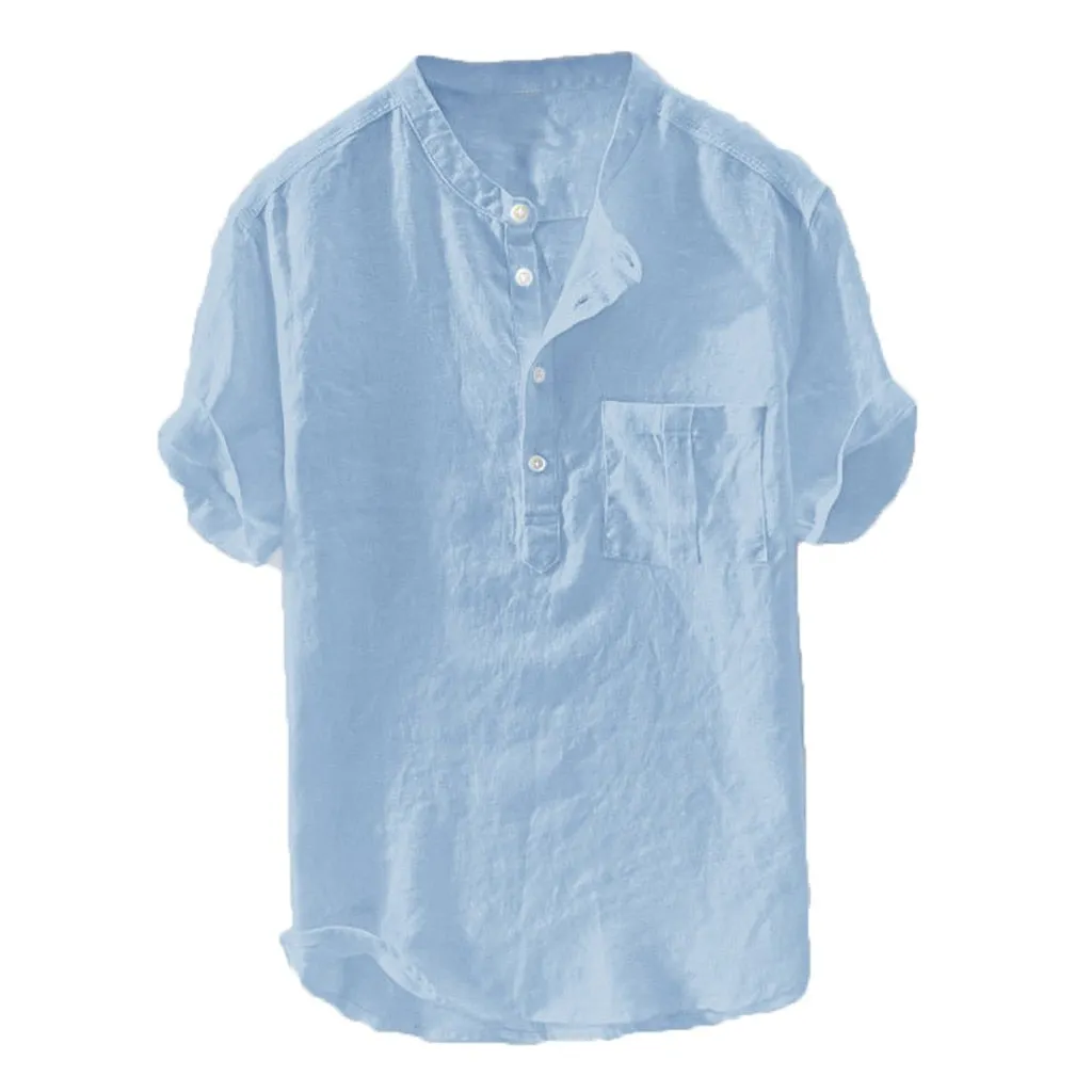 Wenkouban Men's Summer New Pure Button Short Sleeves Gentleman Fashion Large Blouse Top 2023 New Fashion Shirts For Men Plus Size