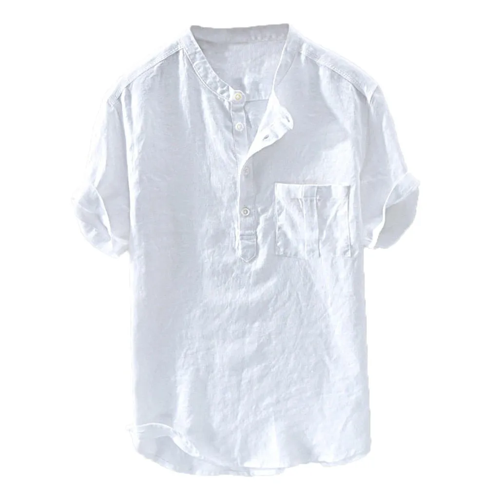 Wenkouban Men's Summer New Pure Button Short Sleeves Gentleman Fashion Large Blouse Top 2023 New Fashion Shirts For Men Plus Size