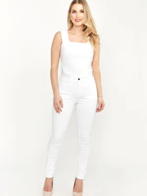 Stylish 213126U White Denim Jeans for Unisex