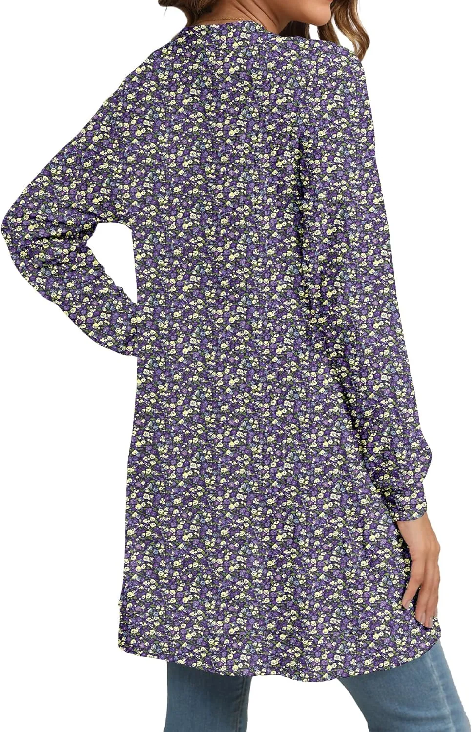 Women Long Sleeve Open Front Cardigan Casual Lightweight Long Cardigans Loose Knit Outwear with Pockets
