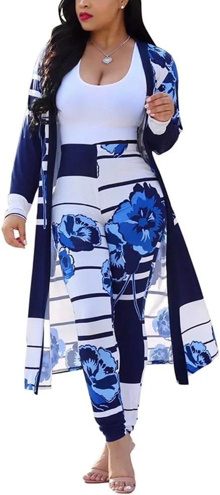 Women's 2 Piece Pants Set - Sexy Long Sleeve Open Front Cardigans  Skinny Pants Suits