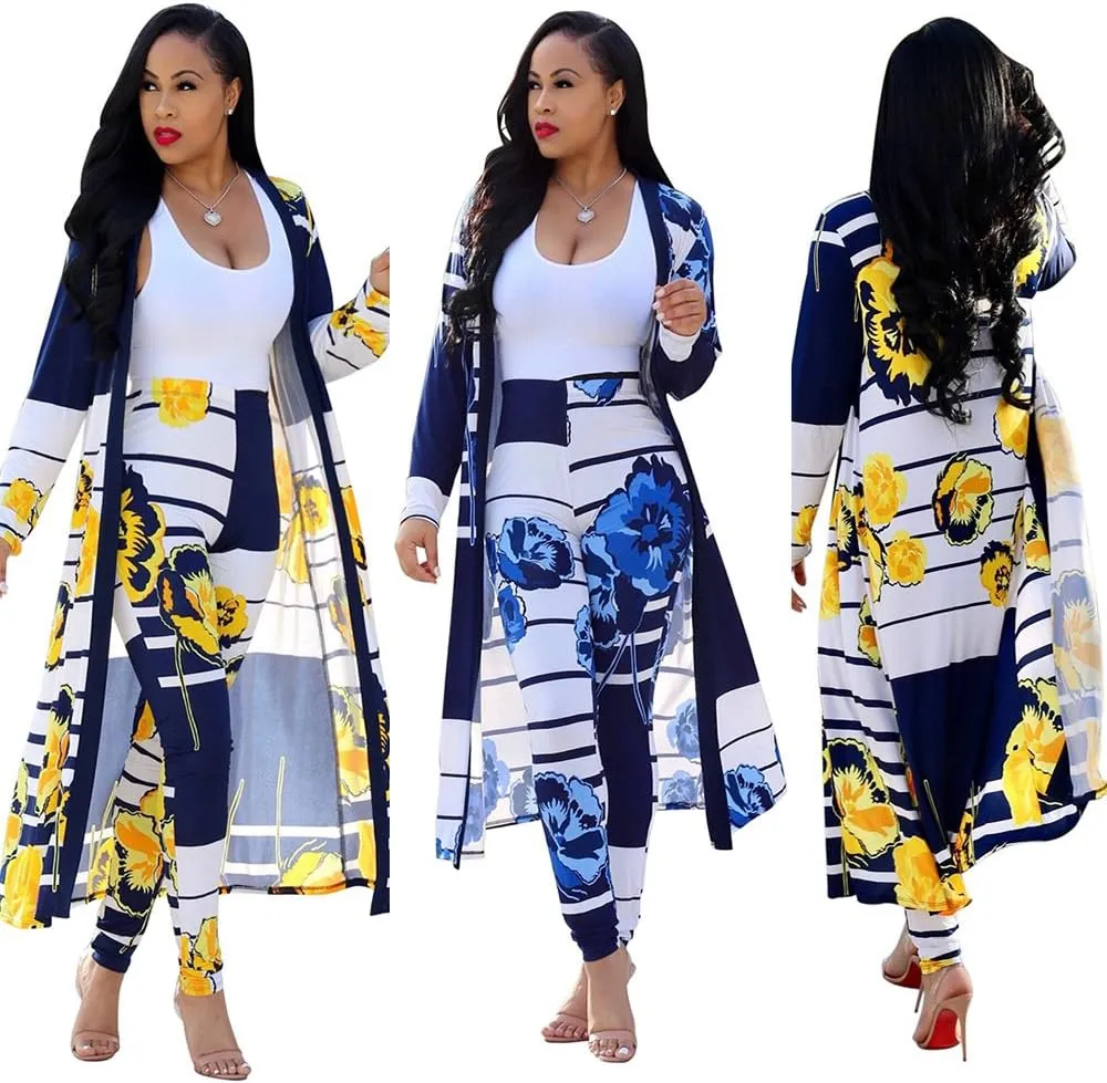 Women's 2 Piece Pants Set - Sexy Long Sleeve Open Front Cardigans  Skinny Pants Suits