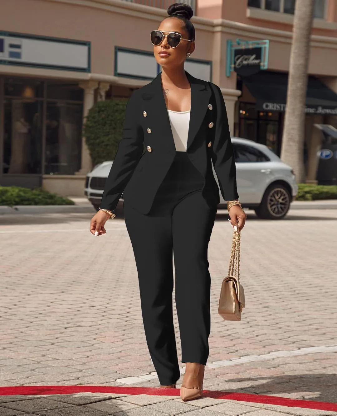 Women's Business Blazer Suit Long Sleeves Two Piece Solid Work Pant Suit Business Office Lady Suits Sets