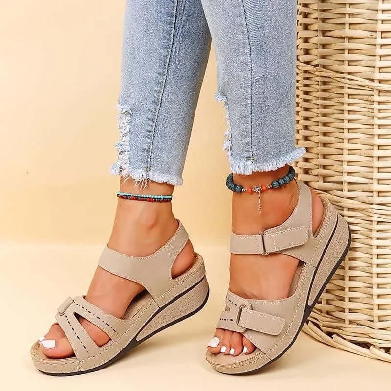Women's Orthopedic Wedge Sandals with Velcro