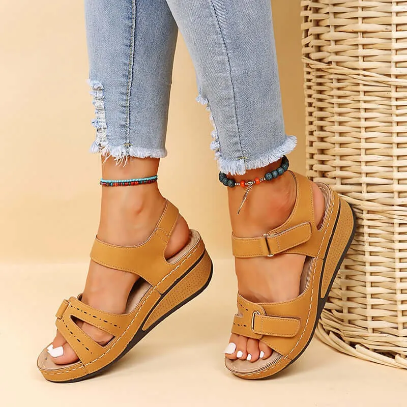 Women's Orthopedic Wedge Sandals with Velcro