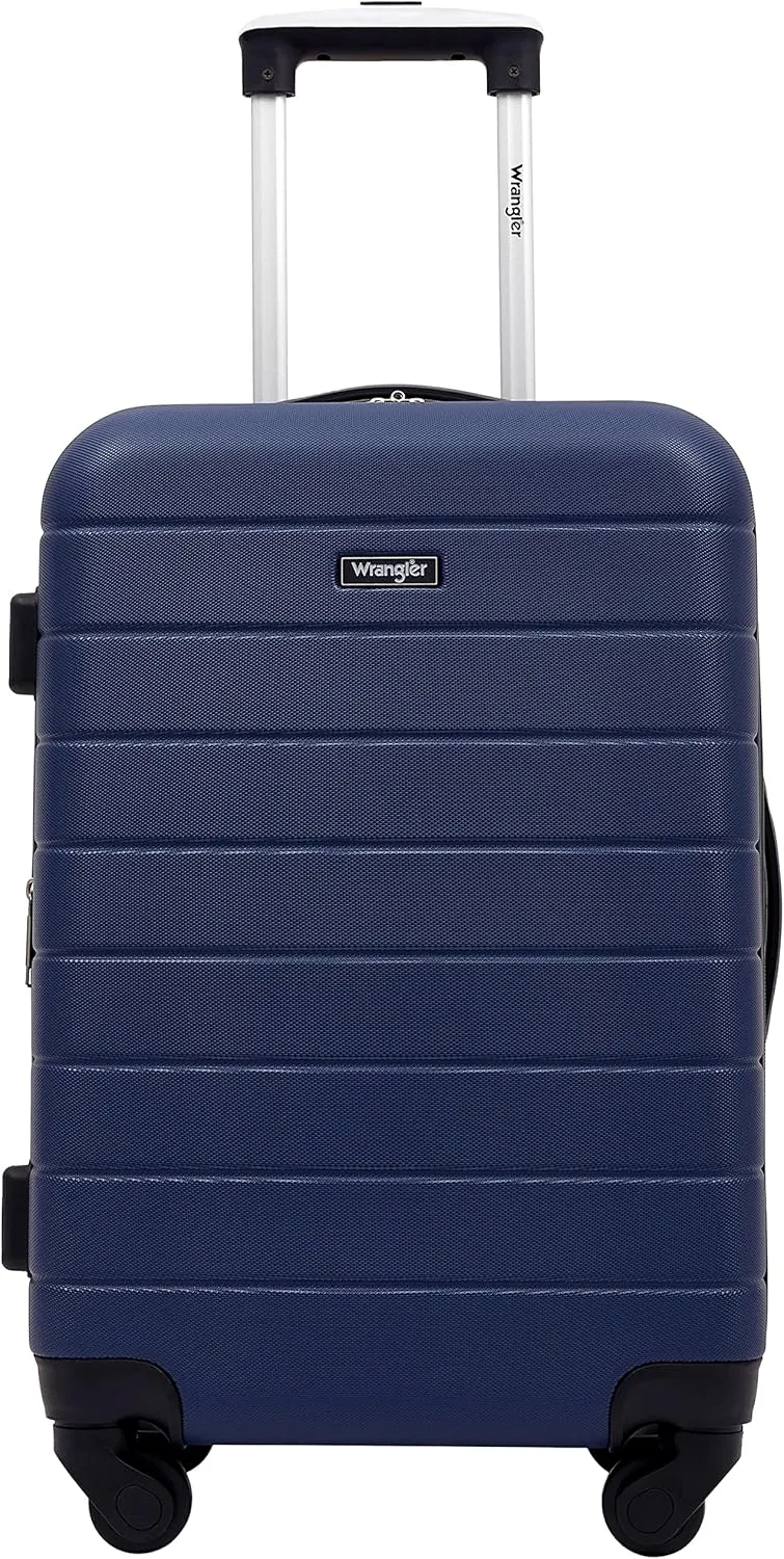 Wrangler Smart Luggage Cup Holder and USB Port, Navy Blue, 2 Piece Set