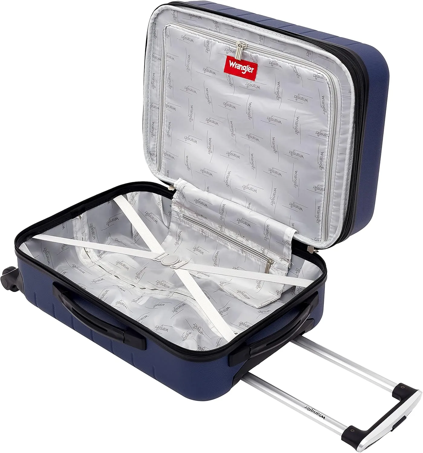 Wrangler Smart Luggage Cup Holder and USB Port, Navy Blue, 2 Piece Set