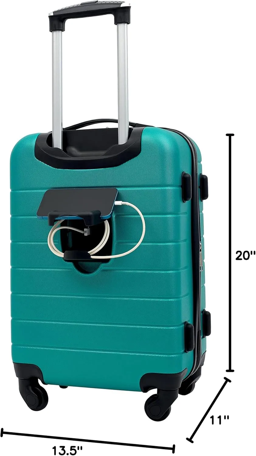 Wrangler Smart Luggage Cup Holder and USB Port, Teal, 2 Piece Set